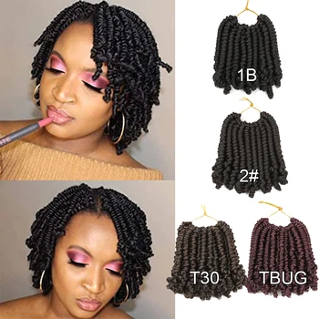 

6Inch Bob Spring Twist Crochet Braids Bomb Passion Twists Synthetic Braiding Hair 20roots/pack For Women Alibaby