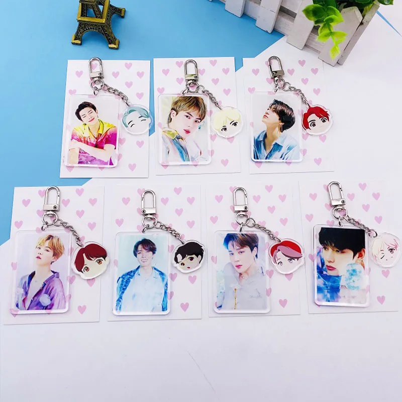 KPOP Bangtan Boys мультяшный акриловый брелок Подвеска Аксессуары JIMIN V JIN JK SUGA J-HOPE RM