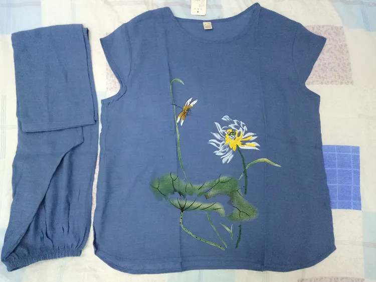 4XL-3XL-2XL-XL-Cotton-linen-pajamas-women-print-short-sleeve-summer-sleepwear-pijamas-set-plus