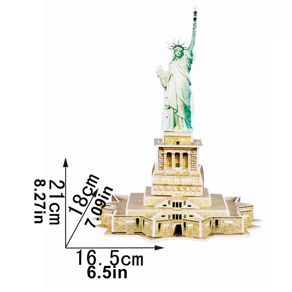 Мини Волшебный мир архитектура Эйфелева башня Статуя Свободы карты бумаги 3d головоломки строительные модели развивающие игрушки для детей - Цвет: Statue of Liberty