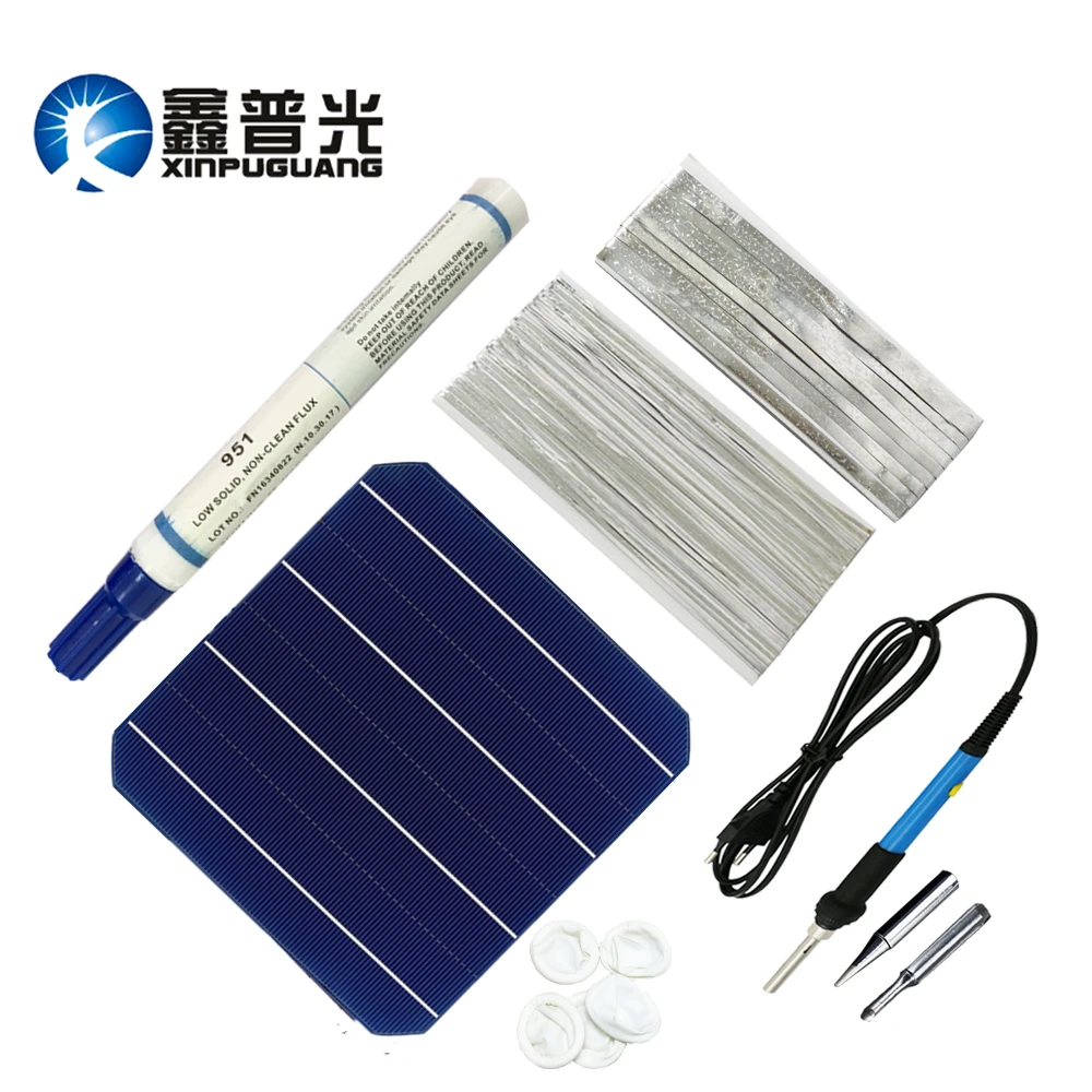 

XINGPUGUANG 21pcs 0.5V 4.8W Solar Cell DIY Module + 0.15*1.6mm Tabbing Tab Wire + 0.2*4.0mm PV Bus Wire + Flux Pen Diy Panel