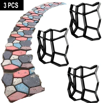 

13.4"x13.4" 3 Pieces Reusable Concrete Path Maker Walk Molds Stepping Stone Paver Lawn Patio Yard Garden DIY Walkway Pavement