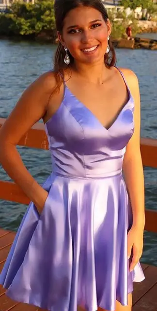 in pocket satin cocktail dress