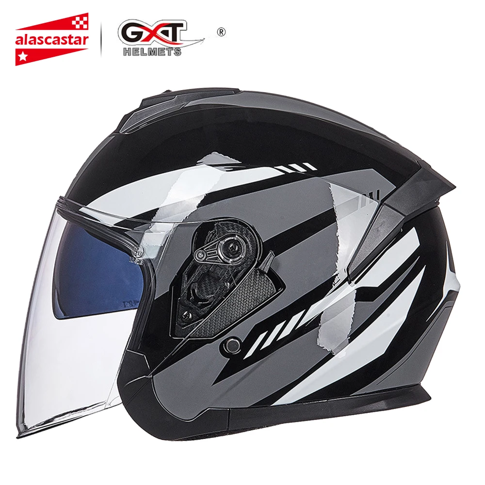 GXT мотоциклетный шлем для мужчин Casque Casco Moto шлем для скутера на половину лица мотоциклетный шлем для верховой езды с двойными линзами для мужчин и женщин