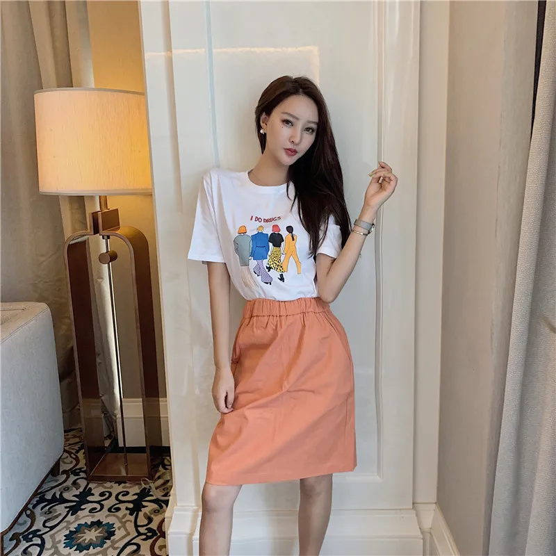 

2019 Summer Wear New Style WOMEN'S Dress Korean-style Two-Piece Printed Set