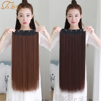

TALANG Long Straight 5 Clips in Hair Extension Synthetic Hairpiece Haistyle high temperature fibert White Red Purple grey