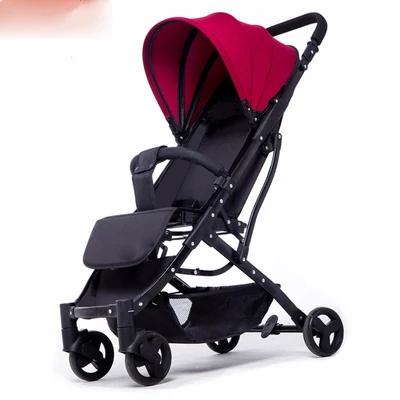 Легкие Прогулочные коляски для новорожденных мальчиков и девочек, удобные складывающиеся Детские коляски в европейском стиле, без налогов - Цвет: black and red