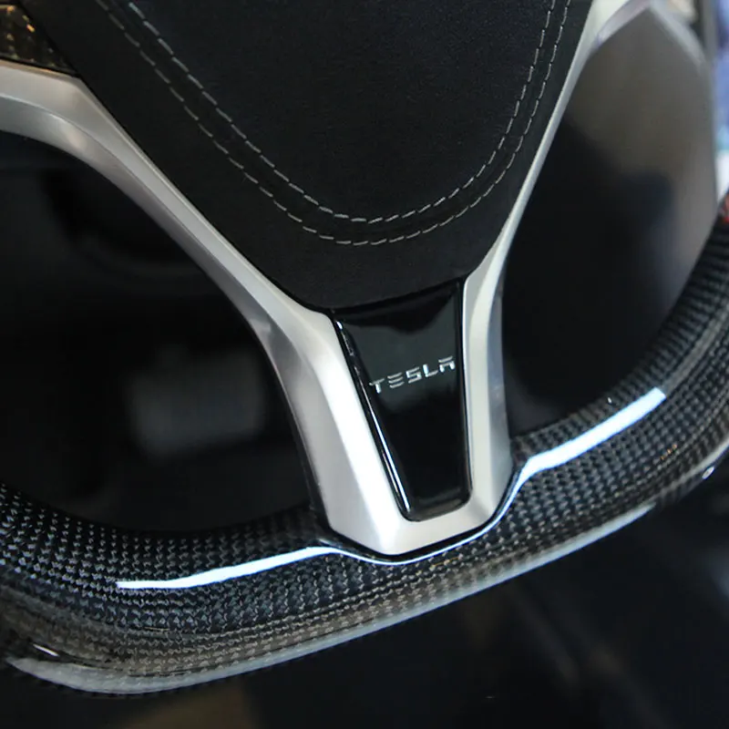 Для Tesla модель S X- углеродное волокно Черная внутренняя отделка рулевого управления Декор колес
