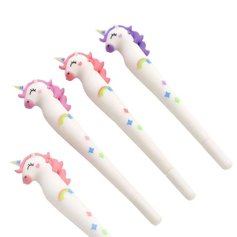 stylo-a-gel-en-pvc-souple-creation-d'etudiant-licorne-de-dessin-anime