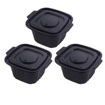 

3 Pcs Self Heating Food Box Disposable Plastic Black Package Box for Picnic Travel Take Out