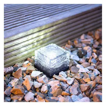 

Adeeing Solar Powered Outdoor Ground Light Crystal Glass Ice Brick Shape Garden Landscape Pathway Lawn Light