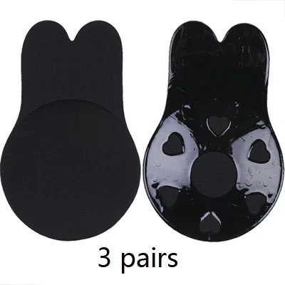 3 pairs black Jerrinut,, 3 пары, 5 пар, 10 пар, бюстгальтер без бретелек, многоразовый, для женщин, подтягивающий соски, невидимый, клейкий бюстгальтер, пуш-ап, силиконовый бюстгальтер - Цвет: 3 pairs black