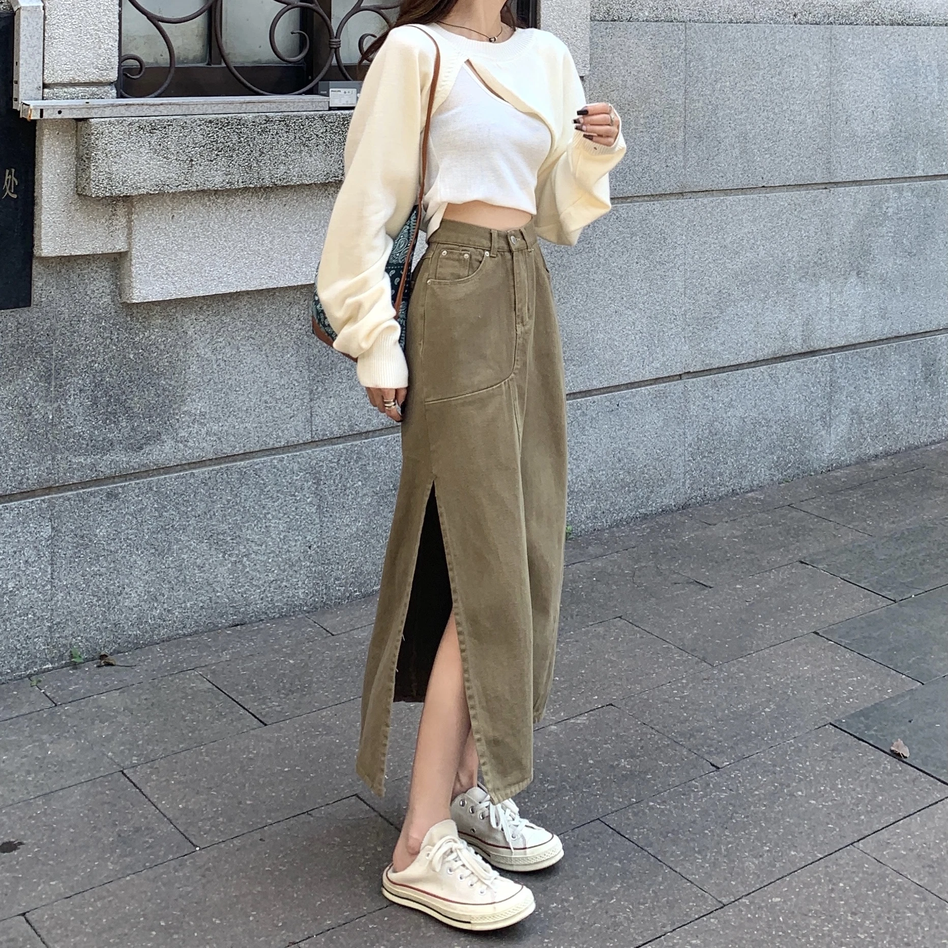 Long Denim Skirt Korean Fashion stickhealthcare.co.uk