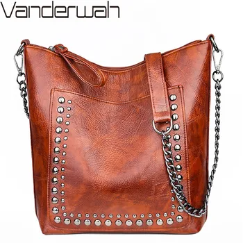 

Crossbody Bags For Women Totes Luxury Handbags Women Bags Designer Chain Shoulder Messenger Bag Ladies Punk Style Rivet Hand Bag