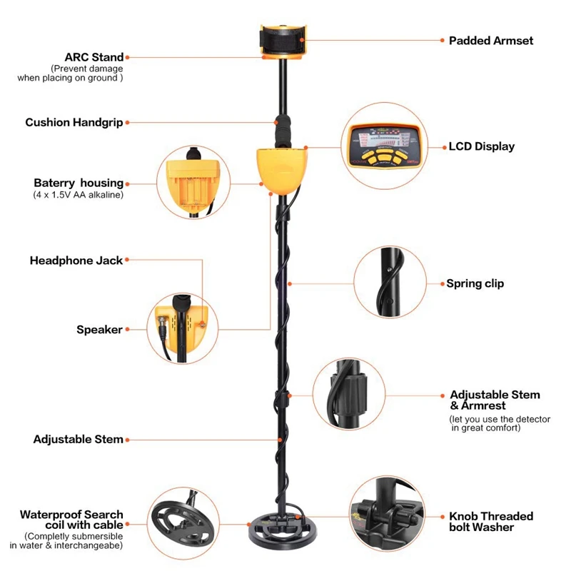 

EASY-TIANXUN MD-6250 Professional Metal Detector High Performance Underground Metal Detector Three Detect Mode Coins Jewelry All