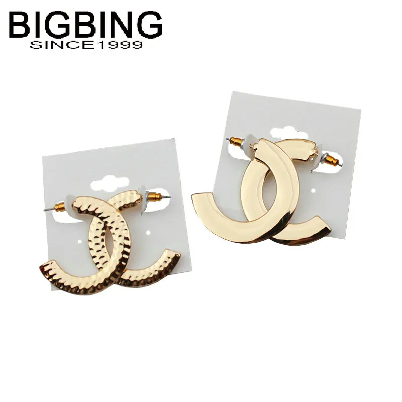 

G011 BIGBING jewelry Fashion golden half round stud Earring women earring fashion jewelry fashion earring good quality