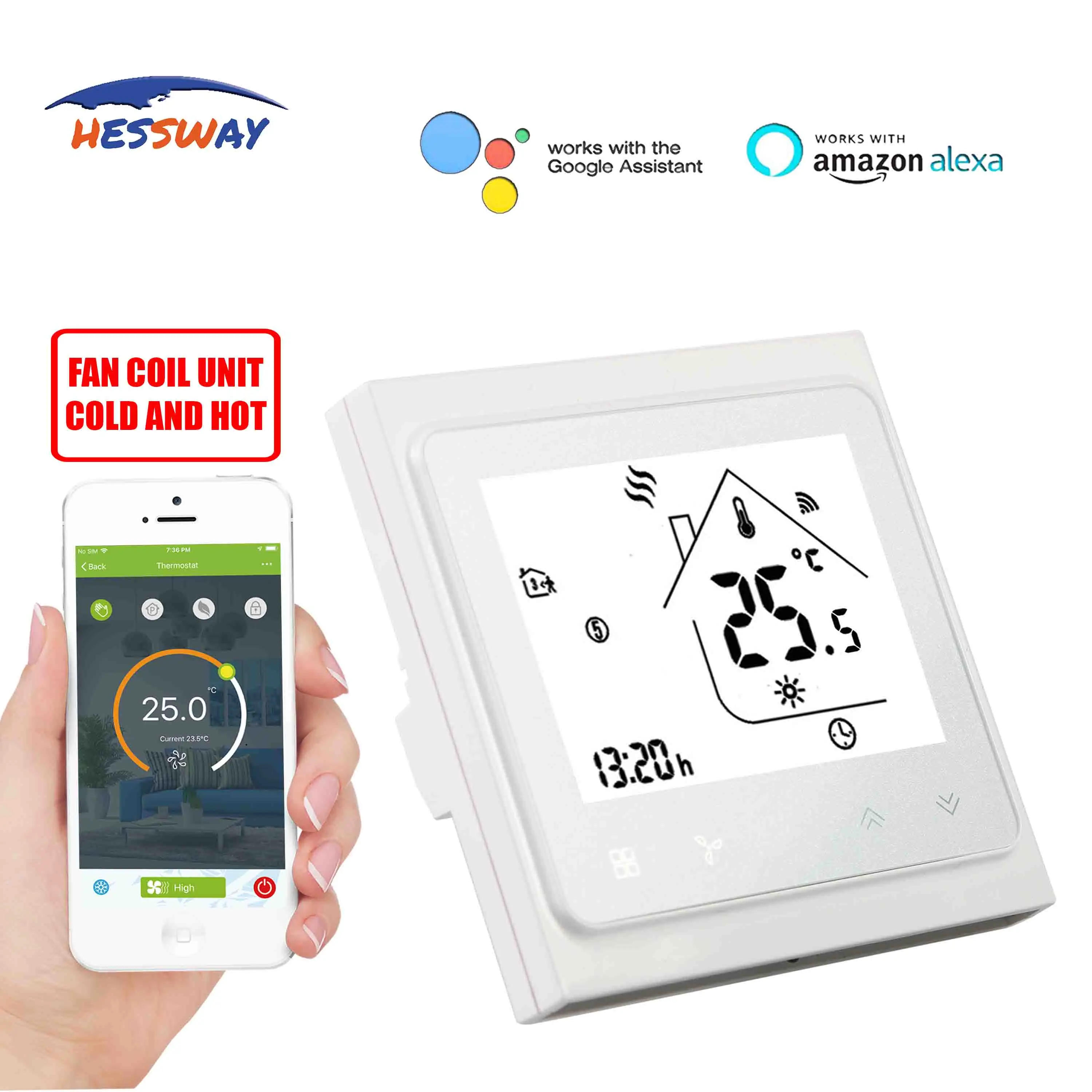 Термостат HESSWAY TUYA с Wi Fi переключатель контроля температуры для вентиляторной