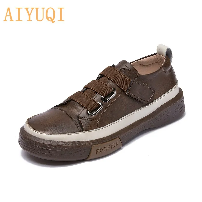 AIYUQI-zapatillas de deporte para mujer, zapatos informales de piel auténtica, talla grande 42 43, para estudiantes, a la moda, para Primavera, 2021