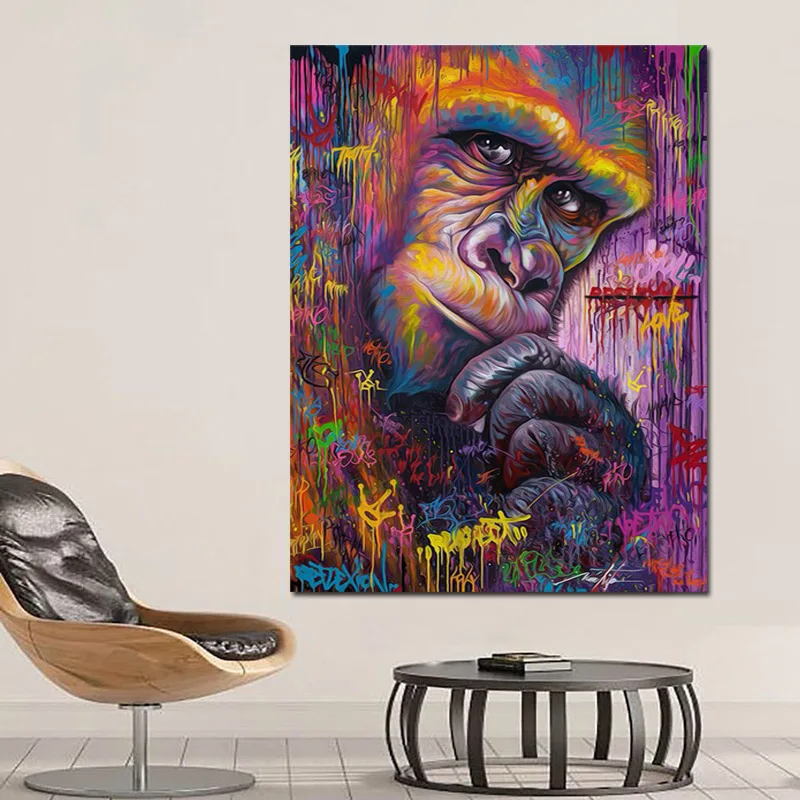 

Cross Border Hot Selling Gorilla Graffiti Decoration Painting Entrance Decoration Poster wu kuang hua xin a Generation of Fat