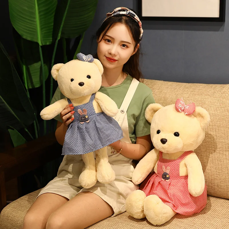 30/50/70cm New Fluffy Bear Plush Toy Soft Stuffed Cartoon Animal Bear With Sweater Doll Baby Appease Lover Girlfriends Birthday