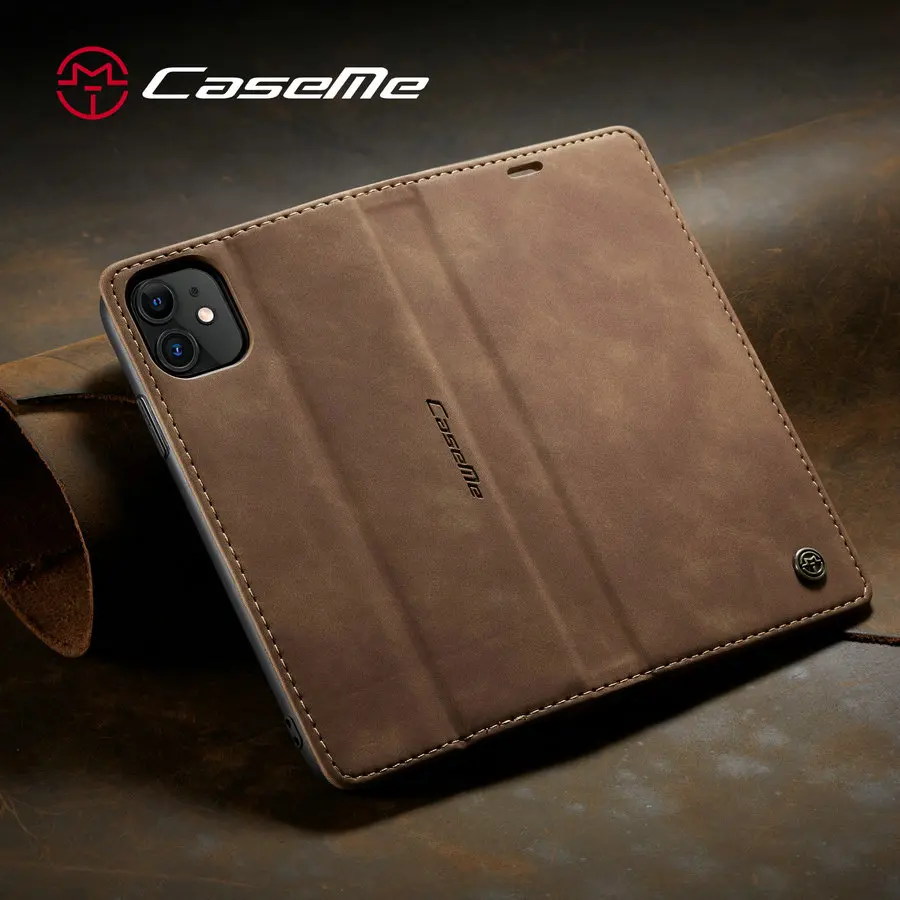 Чехол книжка CaseMe в стиле ретро для iPhone 11 Pro Max XR XS 7 8 Plus 6S 6 Мягкий Магнитный кожаный