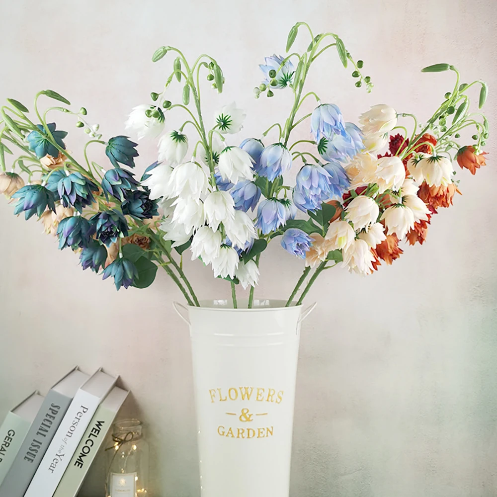 Artificial Flower Phoenix Tail Blue Silk Cloth Wedding Auditorium