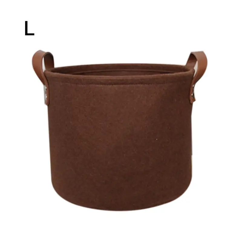 Storage Basket Organizer Bin Large Woven Felt Round With Handle Collapsible 1pcs