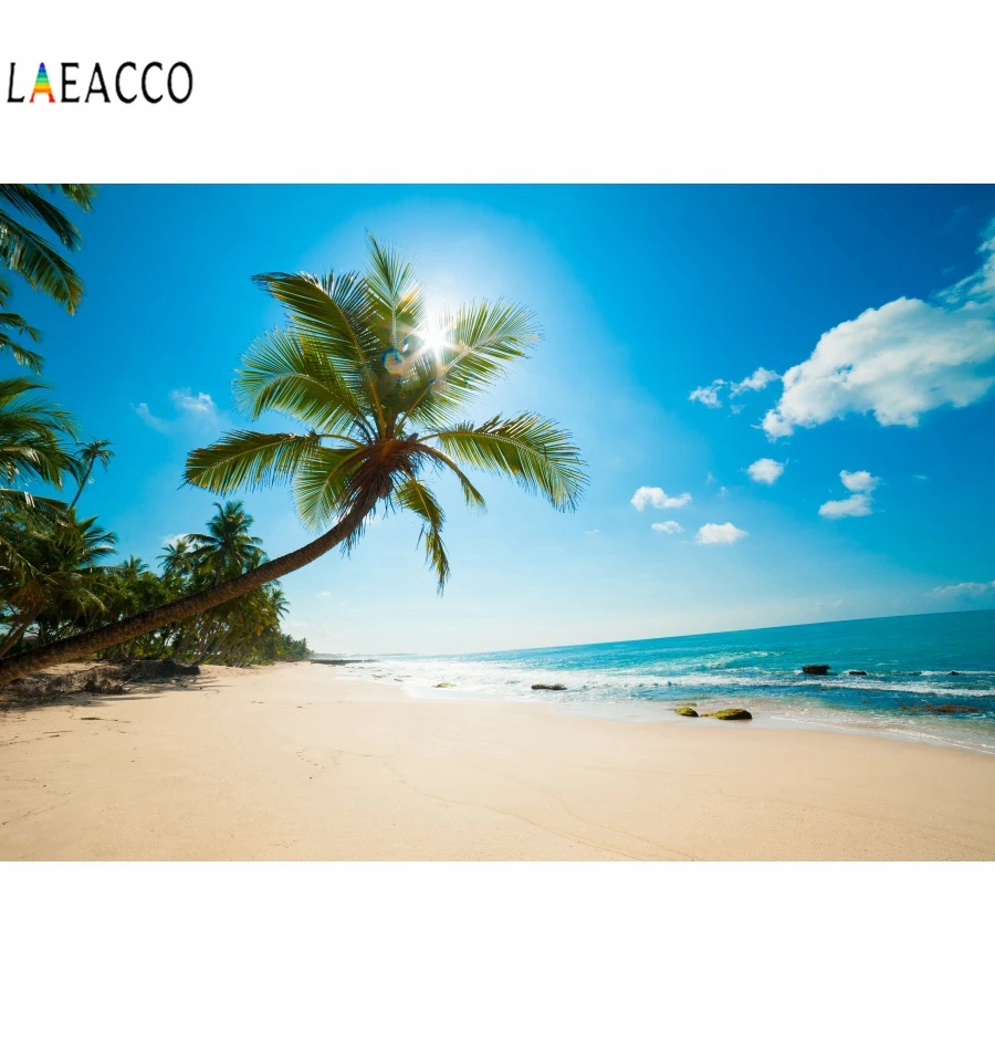 

Laeacco Summer Coconut Tree Beach Photography Backgrounds Vinyl Scenery Photophone Photographic Backdrops For Photo Studio