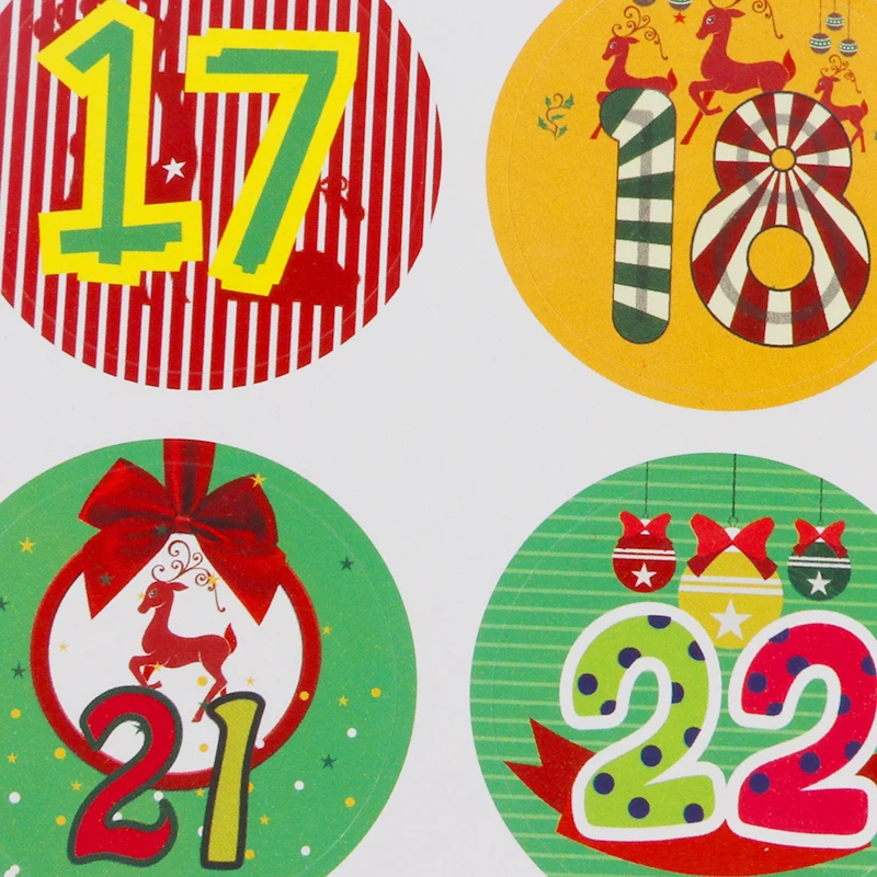 Natal advento calendário 1-24 números adesivos calendário de natal papel  adesivo navidad kerst decoração para casa natal fornecimento - AliExpress