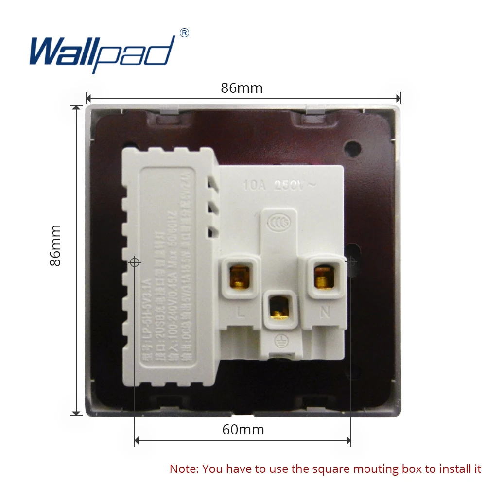 13A розетка с 2 USB Wallpad Роскошная стеклянная панель 110 В 250 240 в 13 А Стандартная двумя