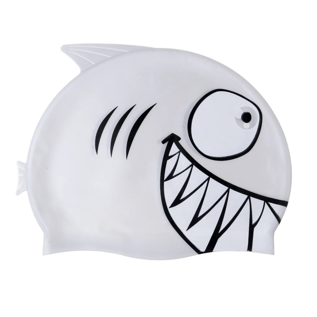 Детская высокоэластичная силиконовая шапочка для плавания, милая шапочка для плавания в форме рыбы и акулы, защищающая от УФ лучей, Пляжная шапочка для купания для мальчиков и девочек
