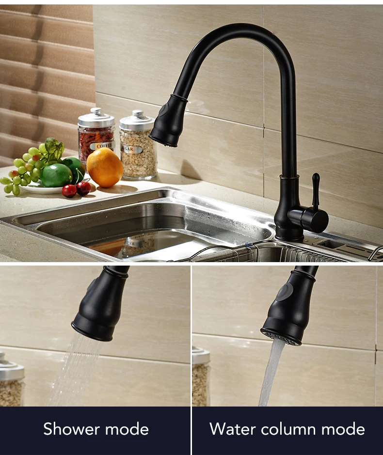 Brass 360 Degree Swivel Water Mixer Pull Down Faucet In 4 Colors
