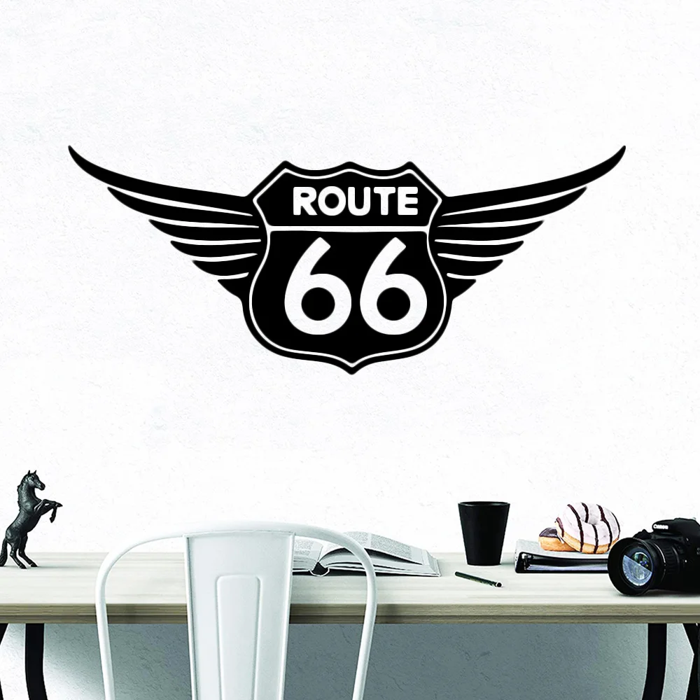 Современные наклейки на стену Route 66 знак крыло виниловые украшение для дома