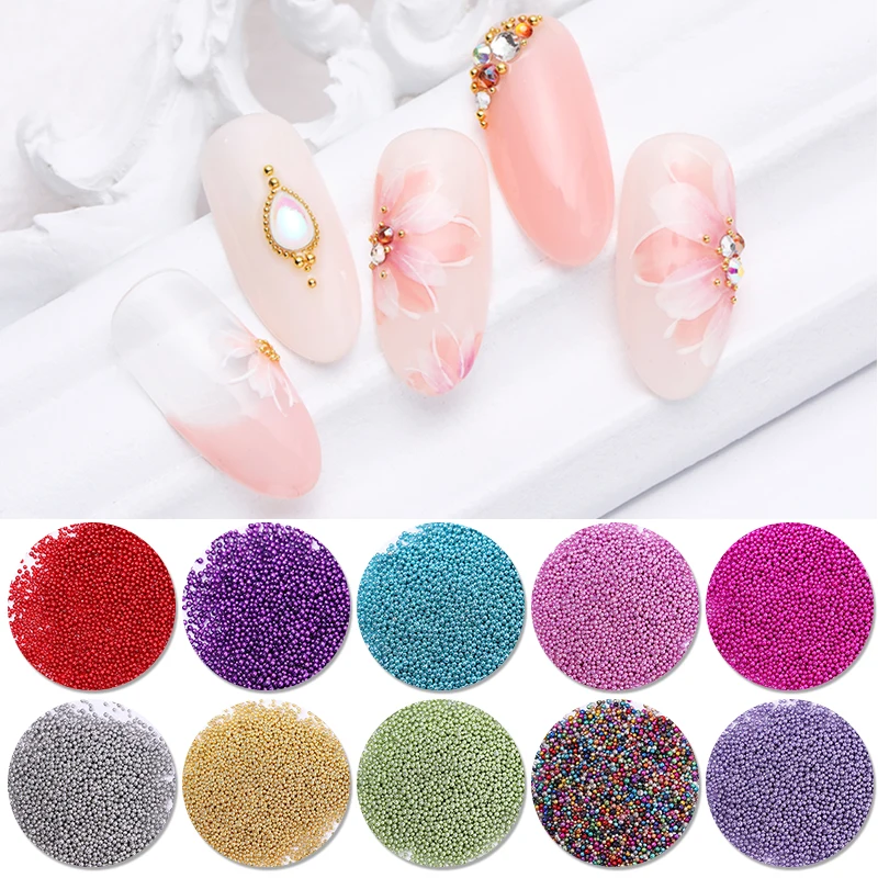 

1 Box 3D Nail Art Decorations Zircon Steel Beads Mixed Colorful Balls Nail Tips DIY Designs for UV Gel Nail Decoration