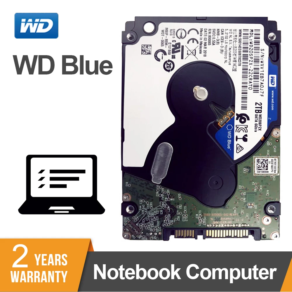 WD Blue 2 ТБ 5 &quothdd Мобильный жесткий диск-5400 об/мин SATA 6 7 8 Мб кэш-памяти дюйма для