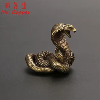 

Antique Bronze Cobra Statue Ornament Zodiac Snake Miniature Figurines Copper Desktop Decoration Tea Pets Decor Accessories Craft