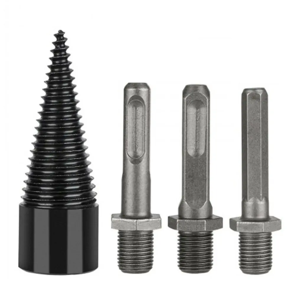 4pcs/set Durable Firewood Splitting Drill Bit Hex High Speed Firewood