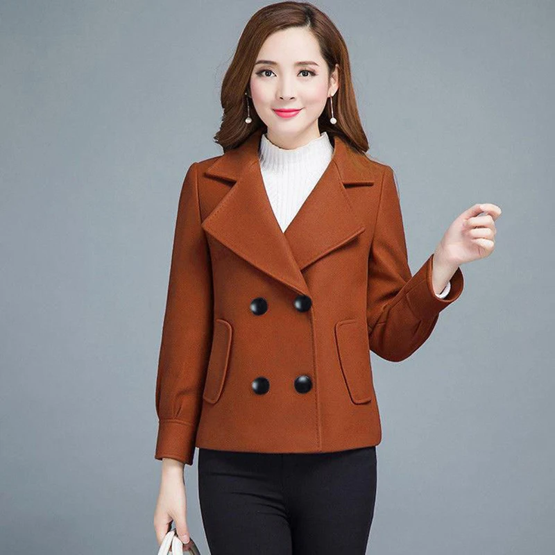 

2019 new fashion autumn and winter woolen coat female short paragraph slim coat women's woolen jacket women outerwear black