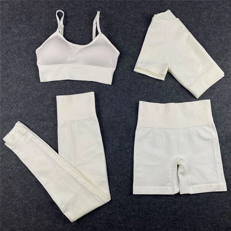 2/4PCS Seamless Leggings + Short Sleeve Crop Top + Sports Bra + Sport Shorts Yoga Set Sports Wear For Women Gym Clothing Sports Suit yoga set