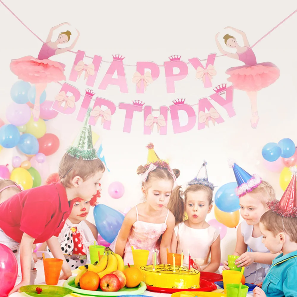 Милые балерины балетные баннеры для девочек на день рождения с бантом и короной