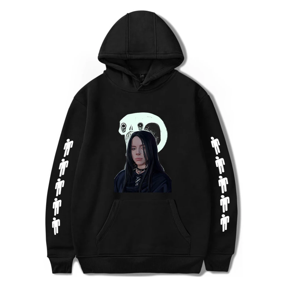 Толстовки Billie Eilish, толстовки для женщин и мужчин, модные Harajuku черные толстовки с капюшоном, Осенние повседневные пуловеры Billie Eilish для девочек