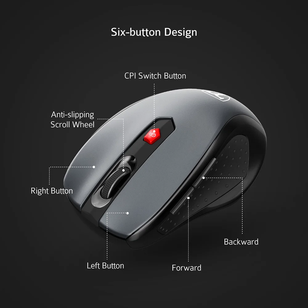 VicTsing MM057 Wireless Mouse 2.4Ghz Ergonomic Design Optical Mice 6 Buttons 2400 DPI Energy Saving For PC Laptop Computer Mouse VicTsing MM057 Wireless Mouse 2.4Ghz Ergonomic Design Optical Mice 6 Buttons 2400 DPI Energy Saving For PC Laptop Computer Mouse