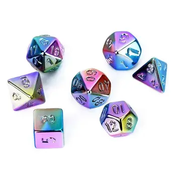 

7pcs/set Multifaceted Dice Metal Dice 7-Color Dice and For Dungeons Rainbow Set Gifts Dice Toys Dragons T3H2