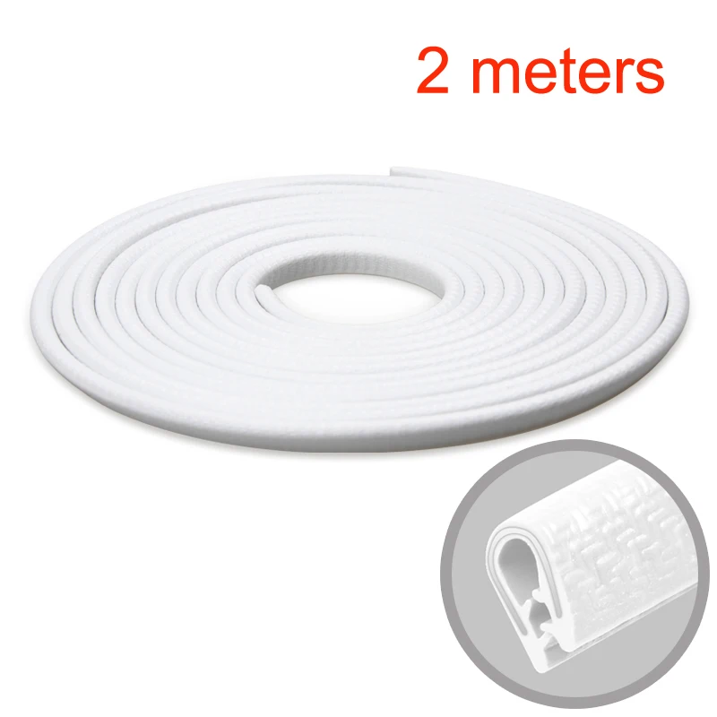 White 2 meters Защитная полоска для края двери автомобиля 10 м, Стайлинг молдинги, авто уплотнительная защита, Накладка для края двери, наклейки, автомобильные уплотнительные декоративные полоски - Цвет: White 2 meters