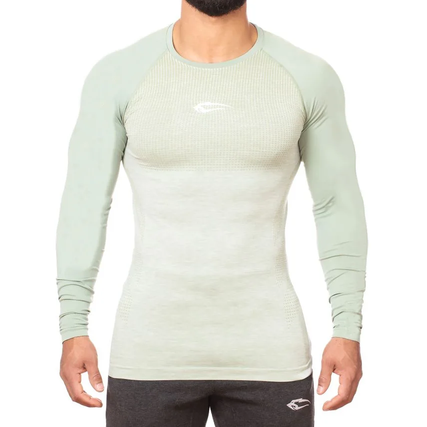 Новая спортивная рубашка для мужчин фитнес бег футболки с длинным рукавом Топ эластичная спортивная одежда Спортзалы, бодибилдинг тренировочная футболка Рашгард