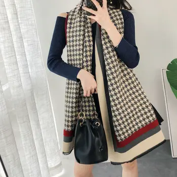 

Houndstooth Pattern Imitation Cashmere Scarf Women Winter Scarfs For Ladies Pashmina Shawl and Wraps Long Scarves Foulard MY2077