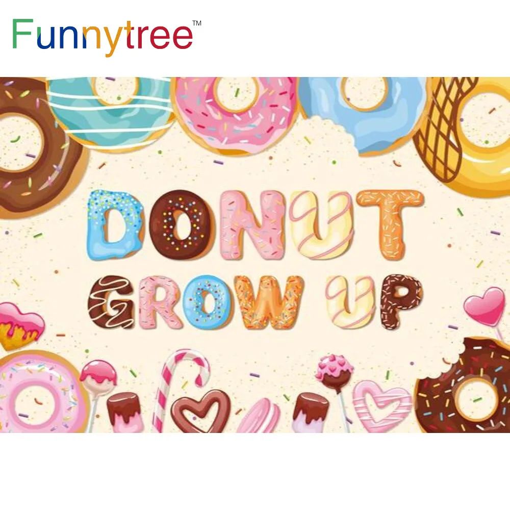 

Funnytree Baby Shower Candy Bar Communion Donut Birthday Party Backdrop Grow Up Sweet Girl Celebrate Photo Props Background