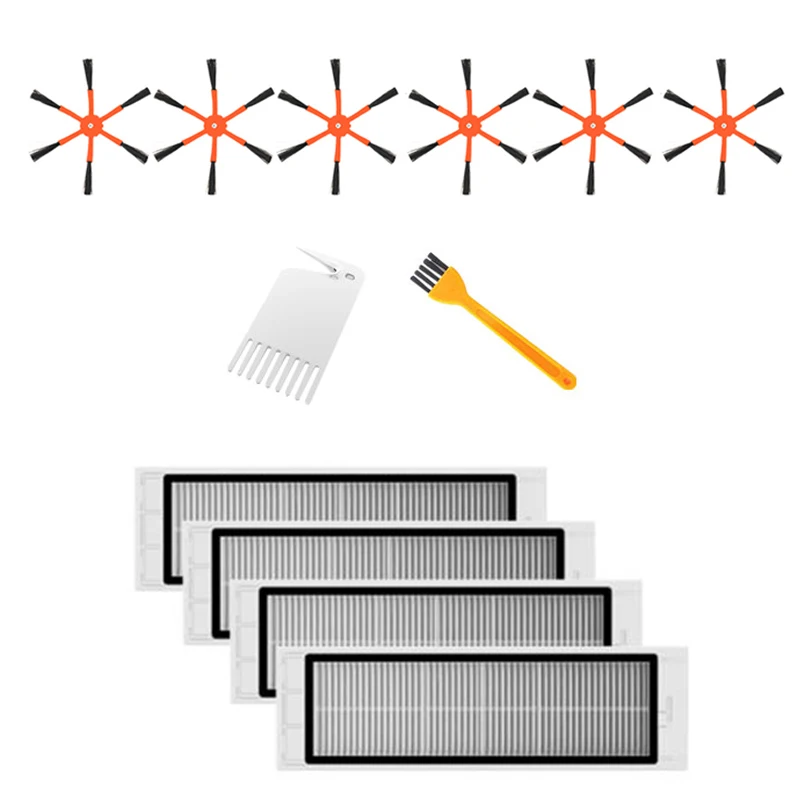 6 боковая щетка + 4 HEPA фильтра подходит для Xiao mi вакуум 2 Roborock S50 для Xiao mi Roborock mi Робот Запчасти фильтры
