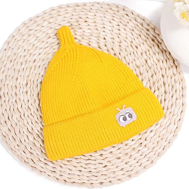 

Corduroy Baby Hats Knitted Pointted Top Turban Beanie Warm Caps Soft Hat For Childern Girls Boys Elastic Bonnet Autumn Winter