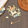 Chinese Style Brass Bookmark Tassel Pendant Retro Book Clip Metal Pagination Mark Student Gift Stationery School Office Supplies ► Photo 2/6